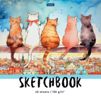 Скетчбук 220*220 40 л склейка Городские коты 100 гр/м2 092484