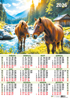 Календарь 2026 листовой А3 картон Год лошади 9704
