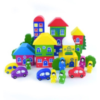 Конструктор томик Цветной городок большой деревянный 41 деталь