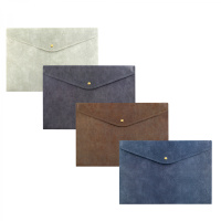 Папка-конверт А4 кнопка 180мкм ассорти 4 цвета кожи