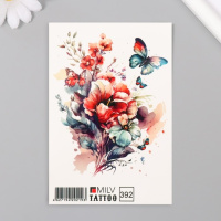 Татуировка на тело цветная Цветы 10*15см